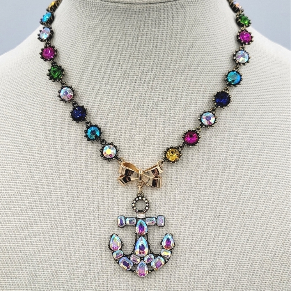 Betsey Johnson Necklace Anchor Crystal NWT #2381 - Picture 1 of 12